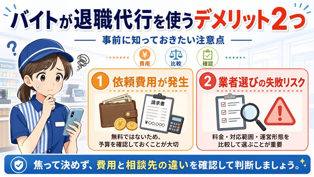 バイトが退職代行を使うデメリット2つ