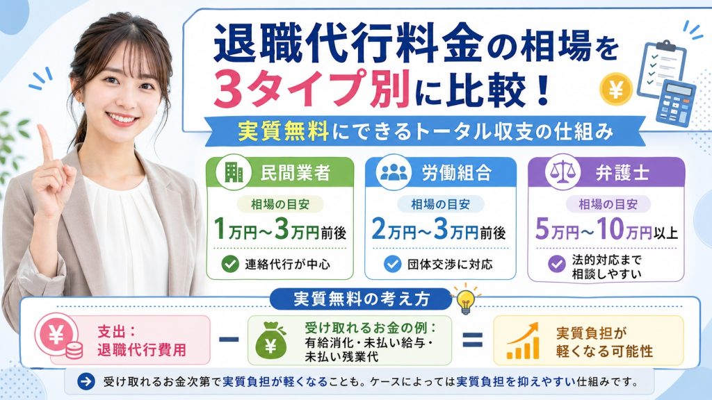 退職代行料金の相場を３タイプ別に比較